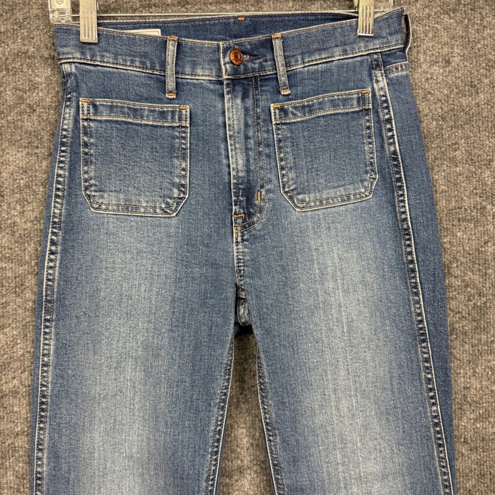 Gap 70s Flare High Rise Jeans Womens 26 2 Medium Indigo Patch Pocket Denim - Picture 10 of 12
